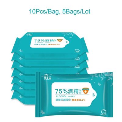 ผ้าเช็ดทำความสะอาดเปียกแบบไม่ทอแอลกอฮอล์ 75% สำหรับการทำความสะอาดผิวด้วยน้ำยาฆ่าเชื้อ